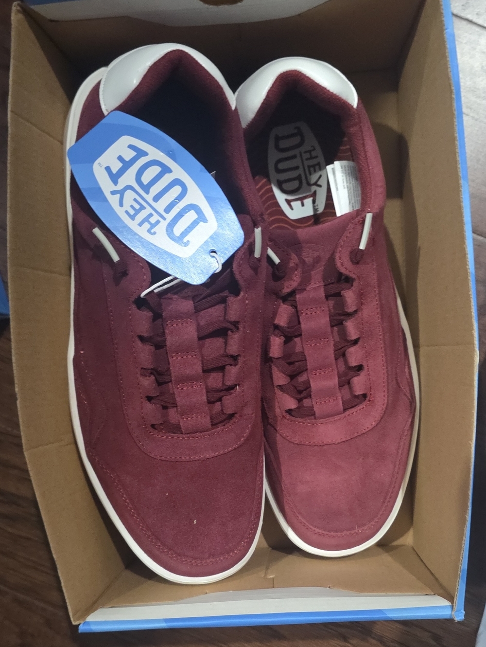 Hey Dude Men's Burgundy Low-Top Sneakers